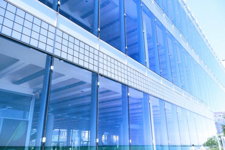 blue glass building